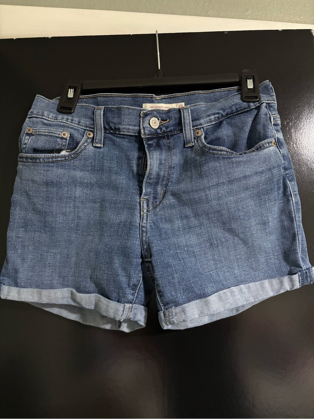 Levi's Light Blue Rolled-Hem Denim Shorts
